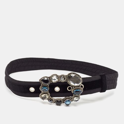 Lanvin Black Satin Crystal Embellished Buckle Waist Belt Belt S - Lanvin - Modalova