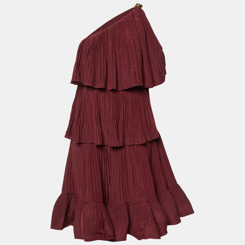 Lanvin Maroon Sateen Pleated One Shoulder Dress L - Lanvin - Modalova