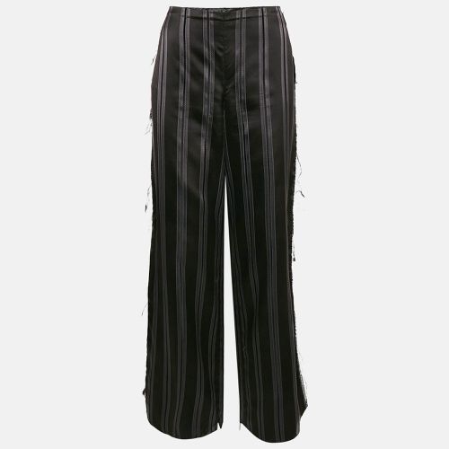 Lanvin Black Stripe Silk Frayed Trousers M - Lanvin - Modalova