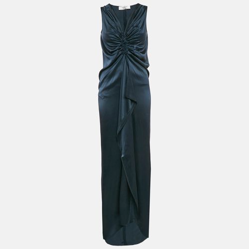 Lanvin Blue Satin Silk Frayed Asymmetric Sleeveless Maxi Dress S - Lanvin - Modalova