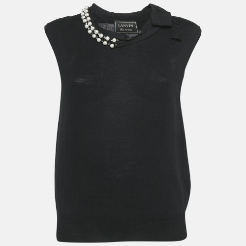 Lanvin Black Knit Embellished Neck Sleeveless Top M - Lanvin - Modalova