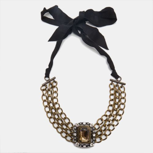 Lanvin Crystals Gold Tone Fabric Necklace - Lanvin - Modalova