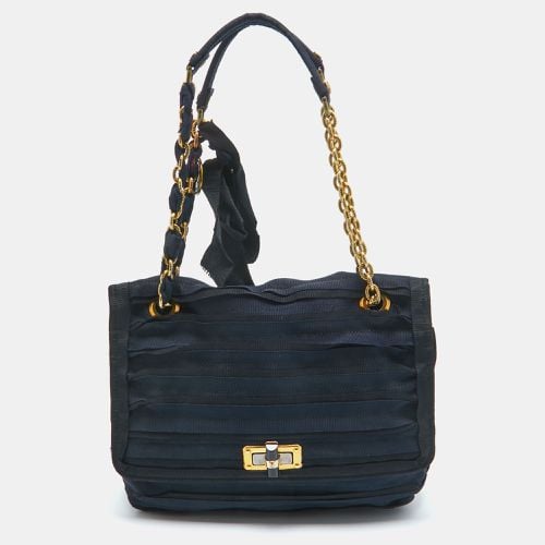 Lanvin Black/Navy Blue Fabric Pleated Happy Shoulder Bag - Lanvin - Modalova