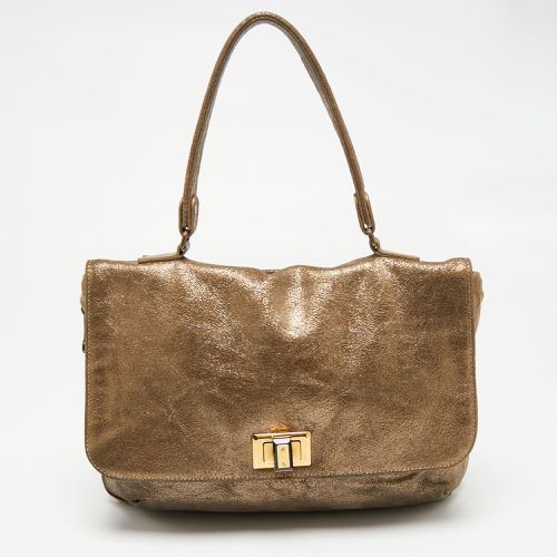 Lanvin Gold Cracked Suede Flap Top Handle Bag - Lanvin - Modalova