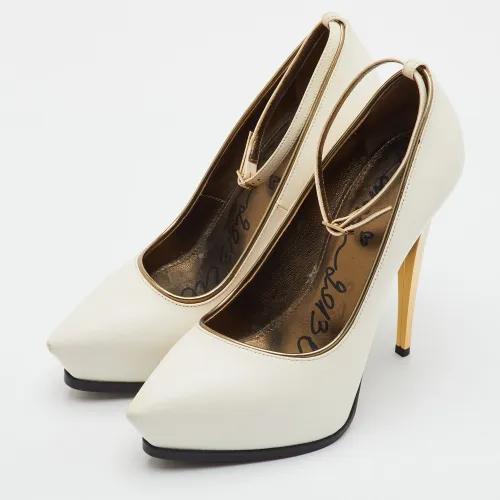 Size 39 Off Leather Pointed-Toe Ankle-Strap Pumps - Lanvin - Modalova