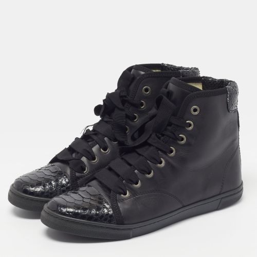 Size 36 Leather and Python Leather High Top Sneakers - Lanvin - Modalova