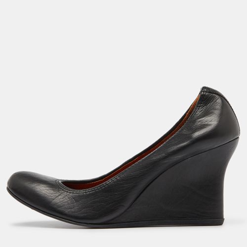 Lanvin Black Leather Wedge Pumps Size 38.5 - Lanvin - Modalova