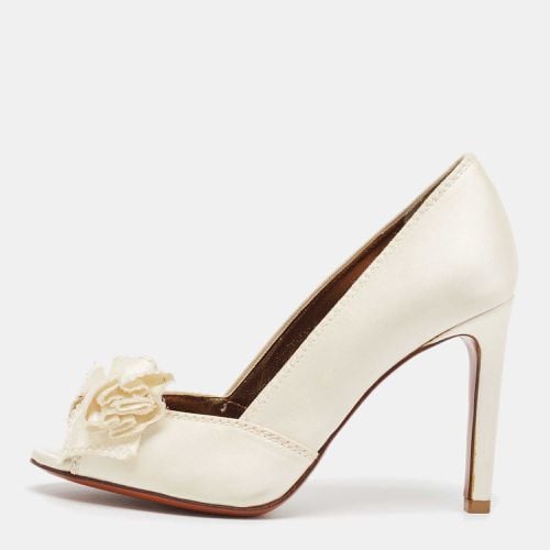 Lanvin White Satin Peep Toe Bow Pumps Size 36.5 - Lanvin - Modalova