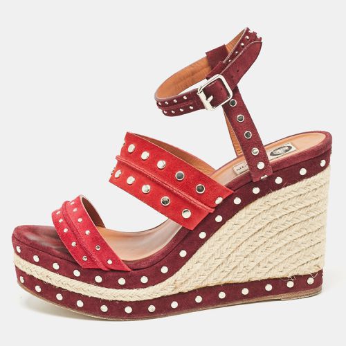 Lanvin Multicolor Suede Studded Wedge Ankle Strap Sandals Size 41 - Lanvin - Modalova