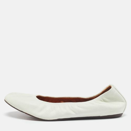 Lanvin White Leather Scrunch Ballet Flats Size 38 - Lanvin - Modalova