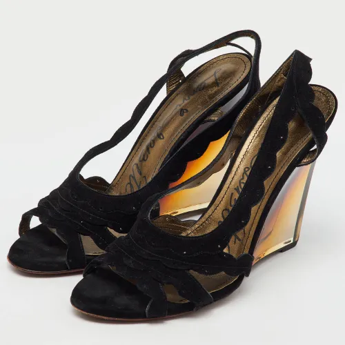 Suede Slingback Wedge Sandals Size 40 - Lanvin - Modalova