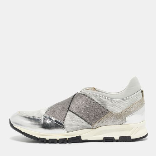 Lanvin Silver Leather and Fabric Cloth Trainer Sneakers Size 38 - Lanvin - Modalova