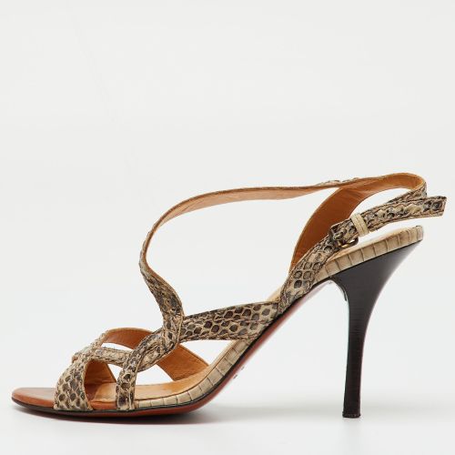 Lanvin Multicolor Python Leather Strappy Slingback Sandals Size 38 - Lanvin - Modalova