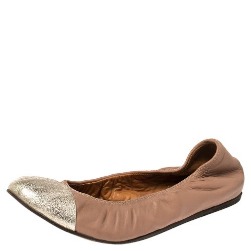 Lanvin Nude/Silver Leather Scrunch Ballet Flats Size 37 - Lanvin - Modalova