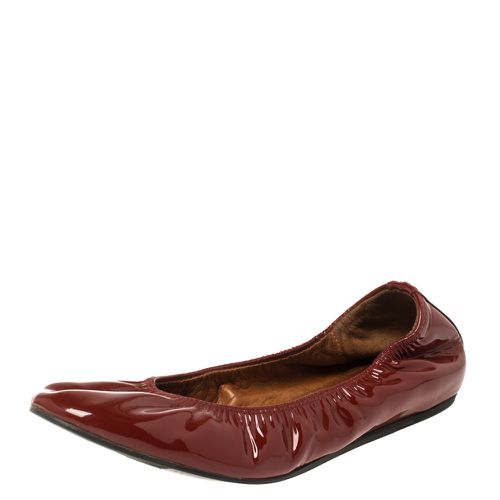 Lanvin Red Patent Leather Scrunch Ballet Flats Size 38 - Lanvin - Modalova