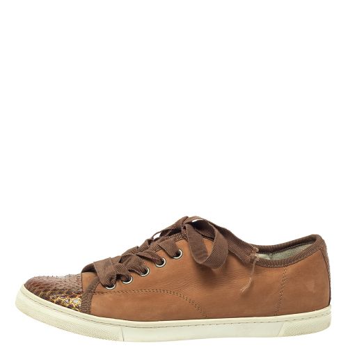 Nubuck Leather And Glitter Python Cap Toe Sneakers Size 39.5 - Lanvin - Modalova