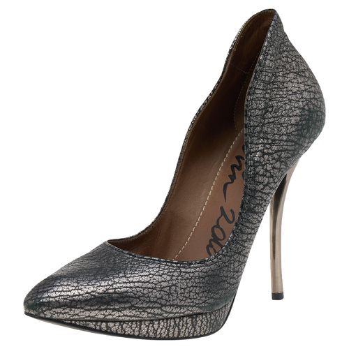 Lanvin Metallic Silver Leather Pointed Toe Platform Pumps Size 37 - Lanvin - Modalova