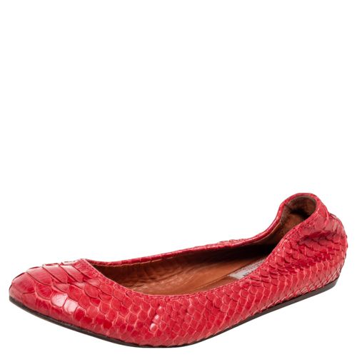 Lanvin Red Python Leather Scrunch Ballet Flats Size 36 - Lanvin - Modalova