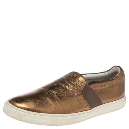 Lanvin Metallic Gold Leather Slip On Sneakers Size 37 - Lanvin - Modalova