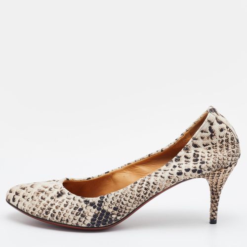 Lanvin Beige/Brown Python Print Canvas Pumps Size 41 - Lanvin - Modalova