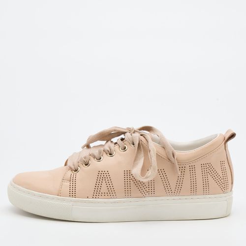 Lanvin Beige Leather Perforated Logo Low Top Sneakers Size 37 - Lanvin - Modalova