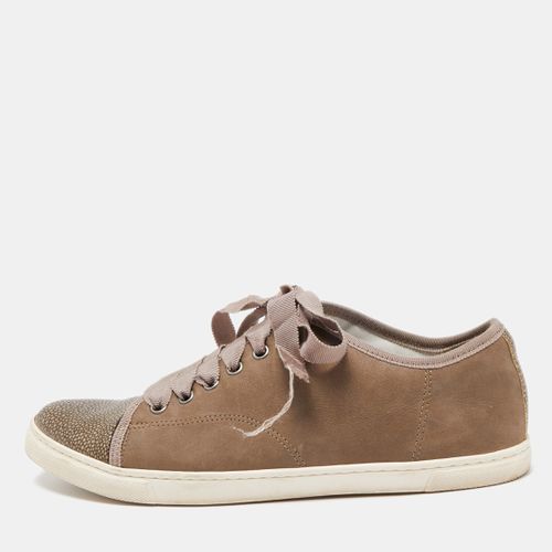 Lanvin Brown Nubuck and Leather Low Top Sneakers Size 39 - Lanvin - Modalova