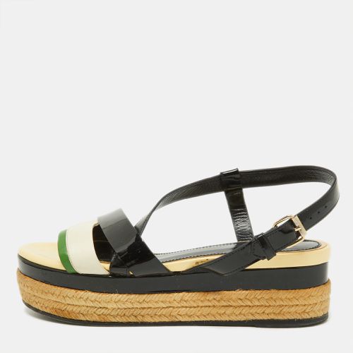 Lanvin Tricolor Patent and Leather Espadrille Platform Sandals Size 37 - Lanvin - Modalova