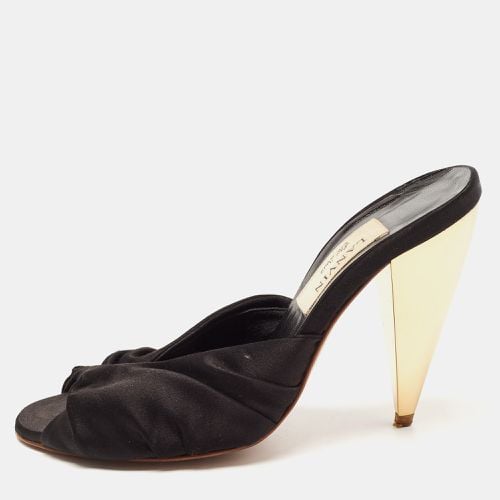 Lanvin Black Satin Pleated Open Toe Mules Size 37.5 - Lanvin - Modalova