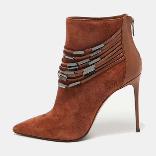 Le Silla Brown Suede Embellished Pointed Toe Ankle Booties Size 37 - Le Silla - Modalova