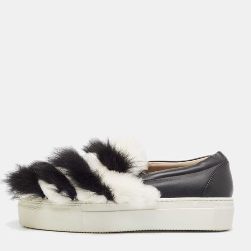 Le Silla Black/White Leather and Mink Fur Slip On Sneakers Size 40 - Le Silla - Modalova