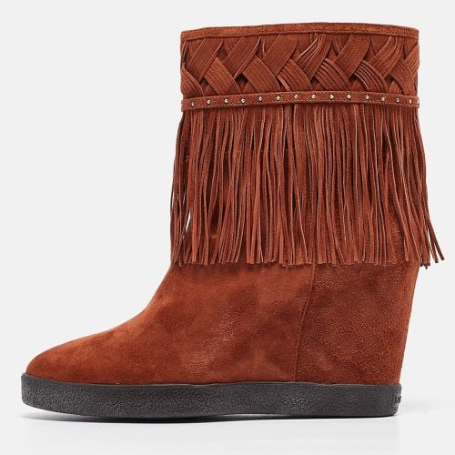 Le Silla Brown Suede Fringe Ankle Boots Size 38.5 - Le Silla - Modalova