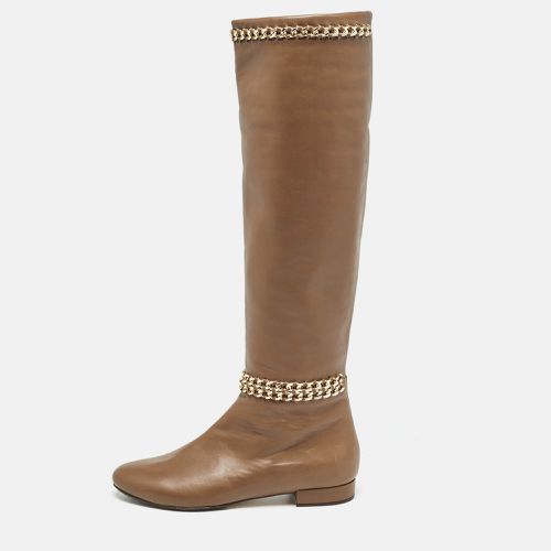 Le Silla Brown Leather Chain Detail Knee Length Boots Size 37.5 - Le Silla - Modalova