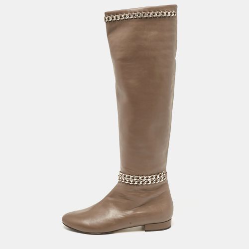 Le Silla Brown Leather Chain Detail Knee Length Boots Size 37 - Le Silla - Modalova