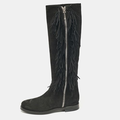 Le Silla Black Suede Fringe Detail Knee Length Boots Size 37.5 - Le Silla - Modalova