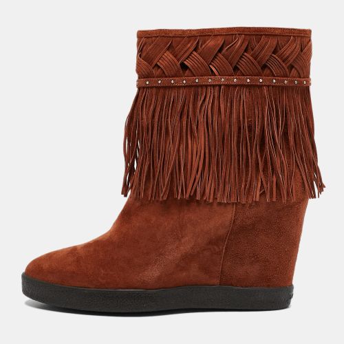 Le Silla Brown Suede Fringe Ankle Boots Size 38.5 - Le Silla - Modalova