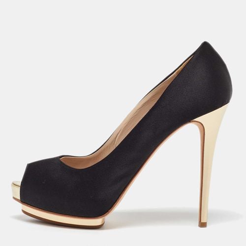 Le Silla Black Satin Peep Toe Platform Pumps Size 38 - Le Silla - Modalova