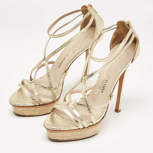 Leather and Embossed Python Espadrille Platform Strappy Sandals Size 40 - Le Silla - Modalova