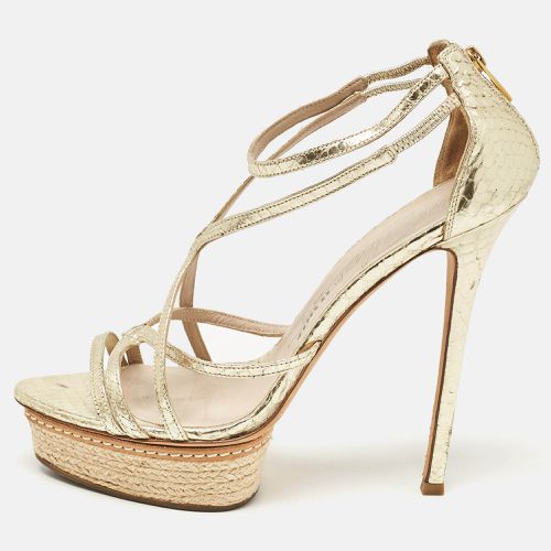 Leather and Embossed Python Espadrille Platform Strappy Sandals Size 40 - Le Silla - Modalova