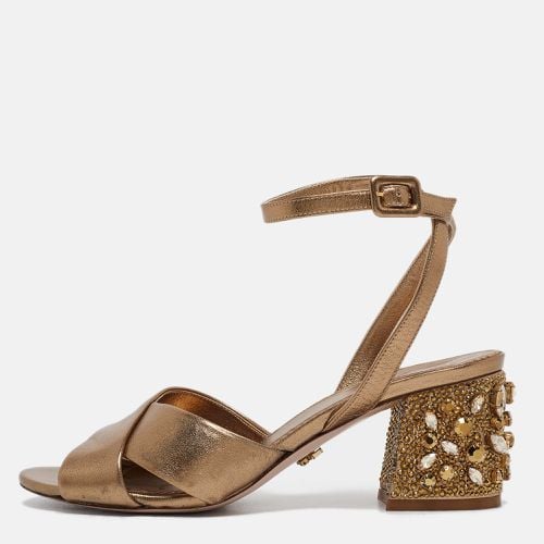 Le Silla Metallic Leather Ankle Crystal Embellished Strap Sandals Size 38 - Le Silla - Modalova