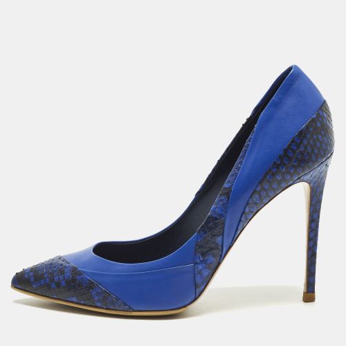 Size 39 /Black Leather and Python Leather Pointed Toe Pumps - Le Silla - Modalova