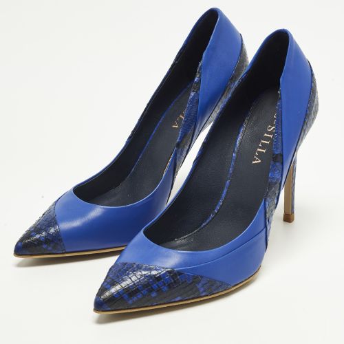 Size 39 /Black Leather and Python Leather Pointed Toe Pumps - Le Silla - Modalova