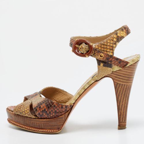 Size 38 Python Leather Ankle Strap Platform Sandals - Le Silla - Modalova