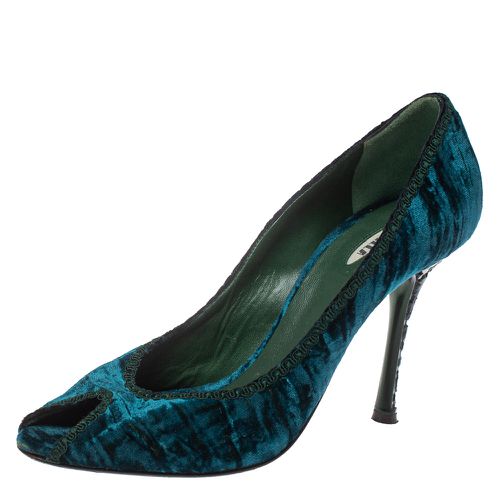 Le Silla Blue/Green Velvet Peep Toe Pumps Size 37 - Le Silla - Modalova