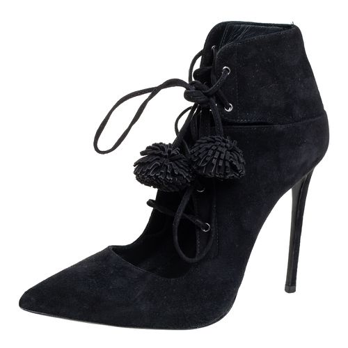 Le Silla Black Suede Lace Up Pointed Toe Ankle Booties Size 36.5 - Le Silla - Modalova