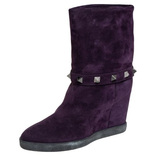 Le Silla Purple Suede Embellished Mid Calf Boots Size 40 - Le Silla - Modalova