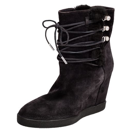 Le Silla Grey Suede Fur Detail Hidden Wedge Ankle Boots Size 37 - Le Silla - Modalova