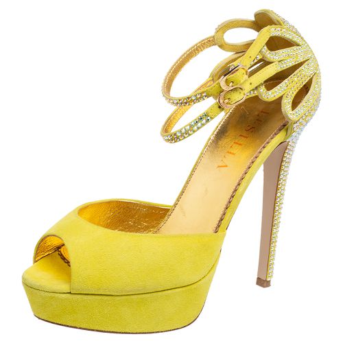 Lime Embellished Suede Strappy Platform Ankle Strap Sandals Size 37 - Le Silla - Modalova