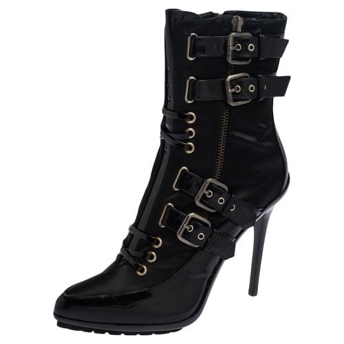 Enio Silla For Le Silla Black Patent Leather And Nylon Platform Ankle Boots Size 39.5 - Le Silla - Modalova