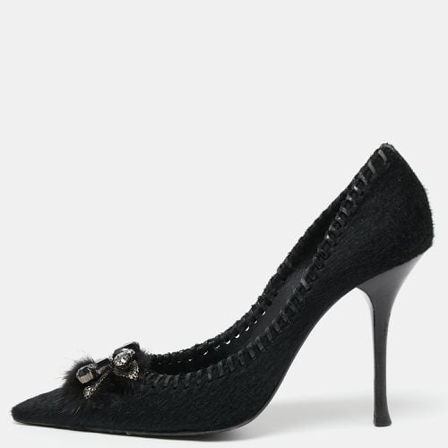 Le Silla Black Calf Hair Crystal Embellished Pointed Toe Pumps Size 38 - Le Silla - Modalova