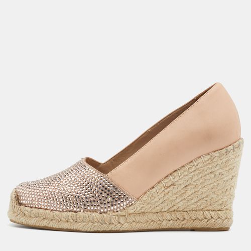 Le Silla Nude Leather Crystal Embellished Wedge Espadrilles Pumps Size 38 - Le Silla - Modalova